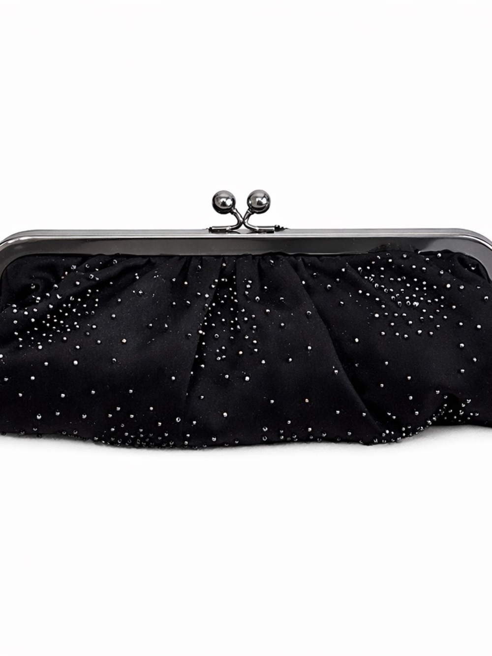 Express Black Beaded Satin Clutch
